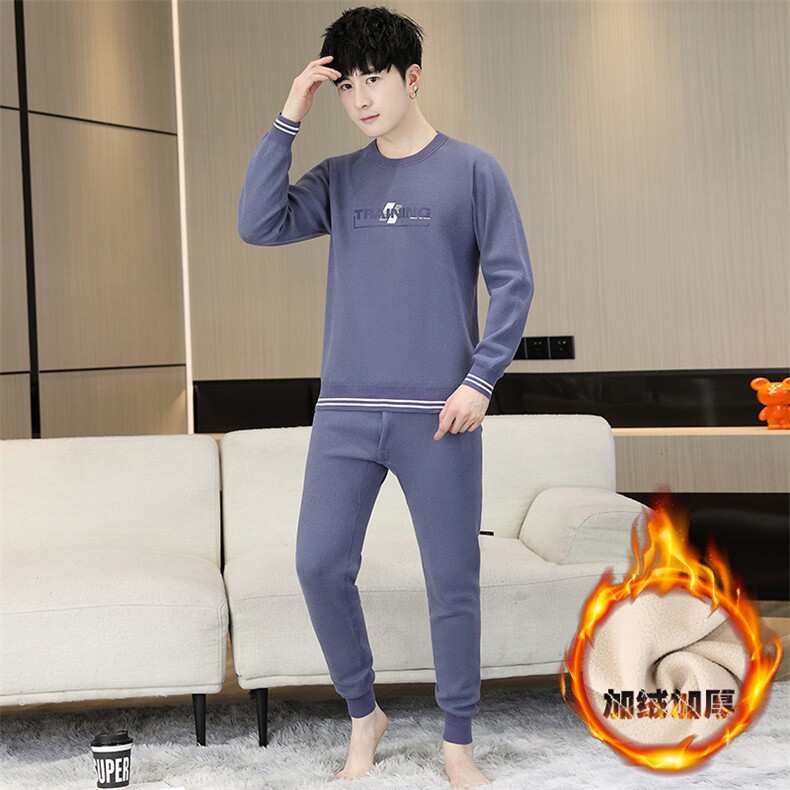 男士秋衣秋裤青少年学生保暖内衣加绒加厚套装TZ1103-P67,男装棉衣,星座310B-3