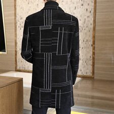 高品质冬季男士修身格子毛呢大衣中长款呢子商务休闲外套N05P160，男装毛呢大衣，电商B226-2（原B217-2）