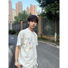 M539-P35夏日彩蝶刺绣复古重工百搭凉感纯棉短袖T恤男女同款，男装T恤，星座617A-1（原B318A）
