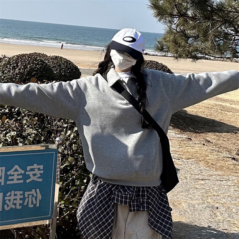 抖音得物高品质二开25秋冬美式高街结构设计POLO翻领卫衣外套W77,男装卫衣,电商A486-1