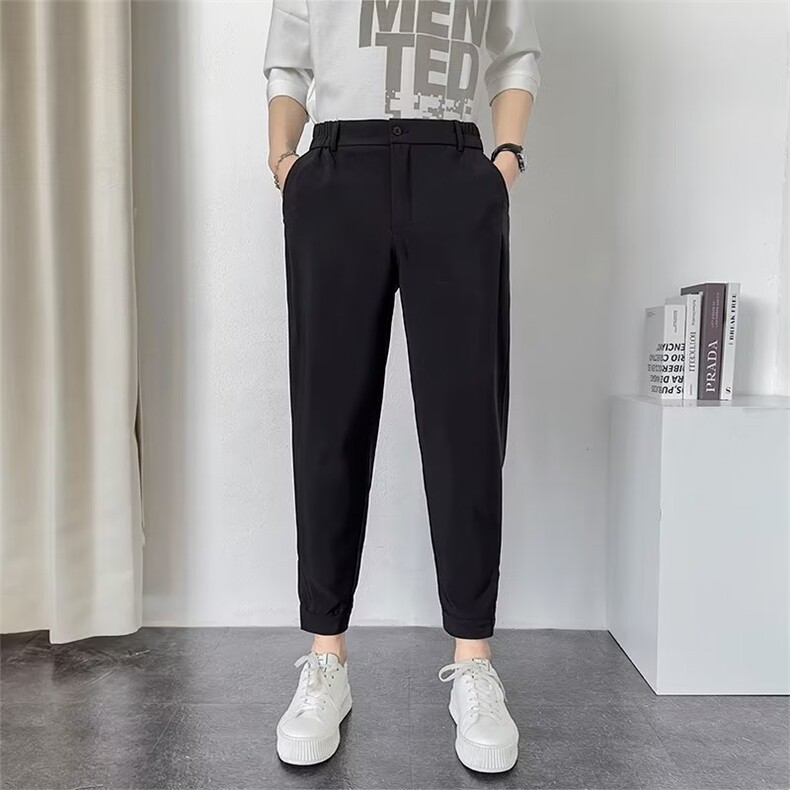 春夏西裤魔术贴裤脚韩版ins潮流日系轻熟风束脚裤男款k14，男装西裤，星座1116A-2（原606A-1）