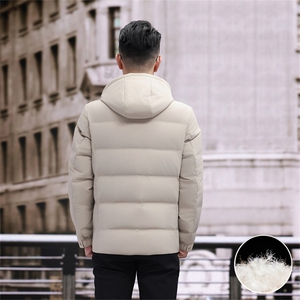 新款中青年90绒轻薄羽绒服外套男士秋冬拆卸帽时尚休闲羽绒服夹克图片