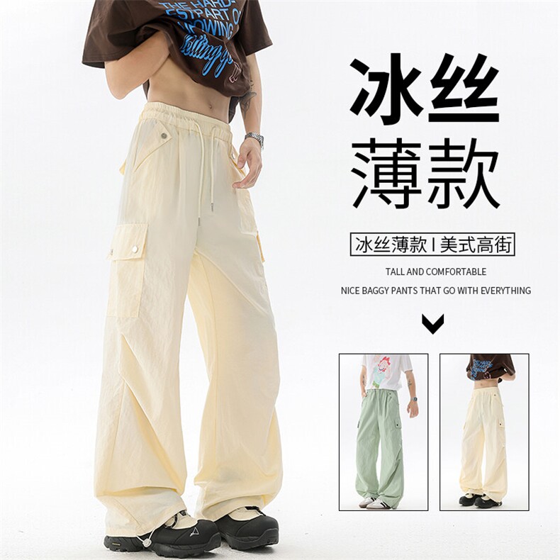美式阔腿降落伞兵工装裤男夏季冰丝薄款防晒冲锋登山裤子KZ055P50图片