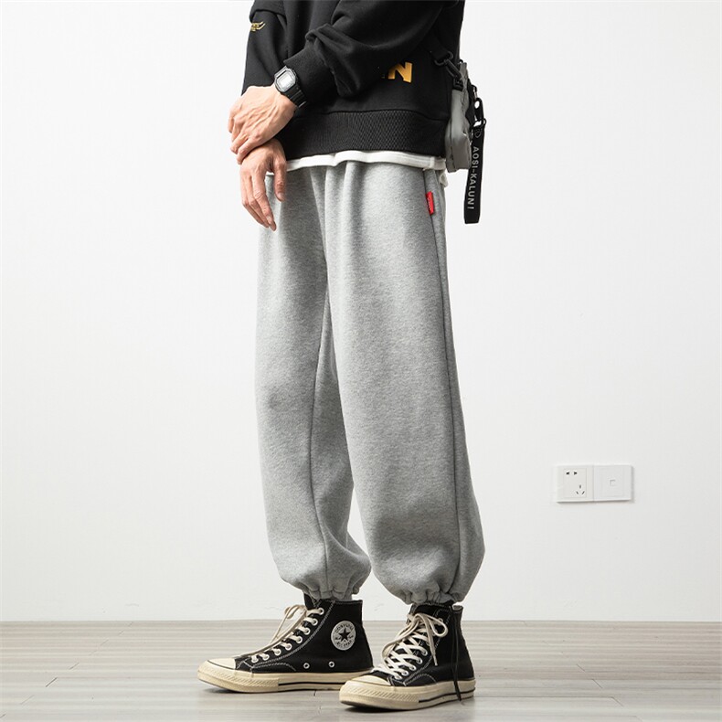 2023冬季新款日系木地板大码纯色加绒卫裤M-5XHK20460-特P30,男装休闲裤,电商A022
