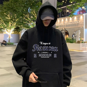 CM122卫衣男新款休闲美式外套宽松重磅纯棉大码长袖帽衫图片