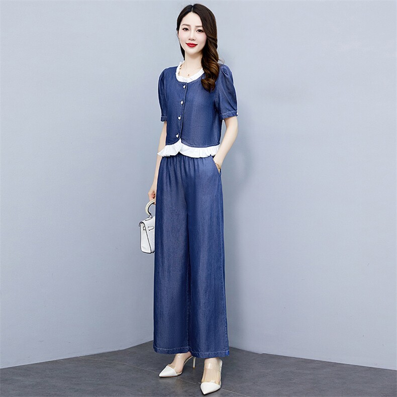 小香风冰丝牛仔时尚套装女2025夏季新款气质减龄显瘦洋气两件套,女装套装/套裙,魅影
