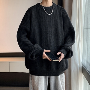 2024新款纯色基础针织衫宽松百搭毛衣圆领套头男生现货 W8366-P47图片
