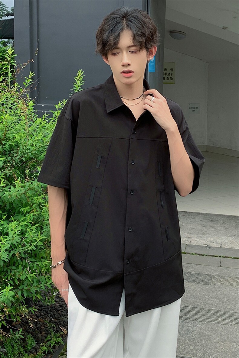 纯色衬衫抖音直播现货短情侣款冰丝衬衣DS-C323-1-7772-P38,男装衬衫,电商C323-1