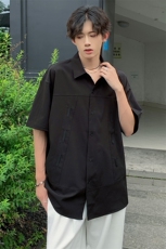 纯色衬衫抖音直播现货短情侣款冰丝衬衣DS-C323-1-7772-P38，男装衬衫，电商C323-1
