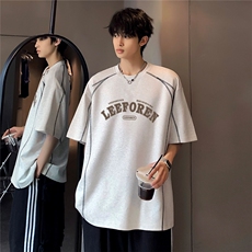 美式复古图案宽松潮牌创意个性重磅男女同款T恤短袖上衣T28-P38，男装T恤，电商C307