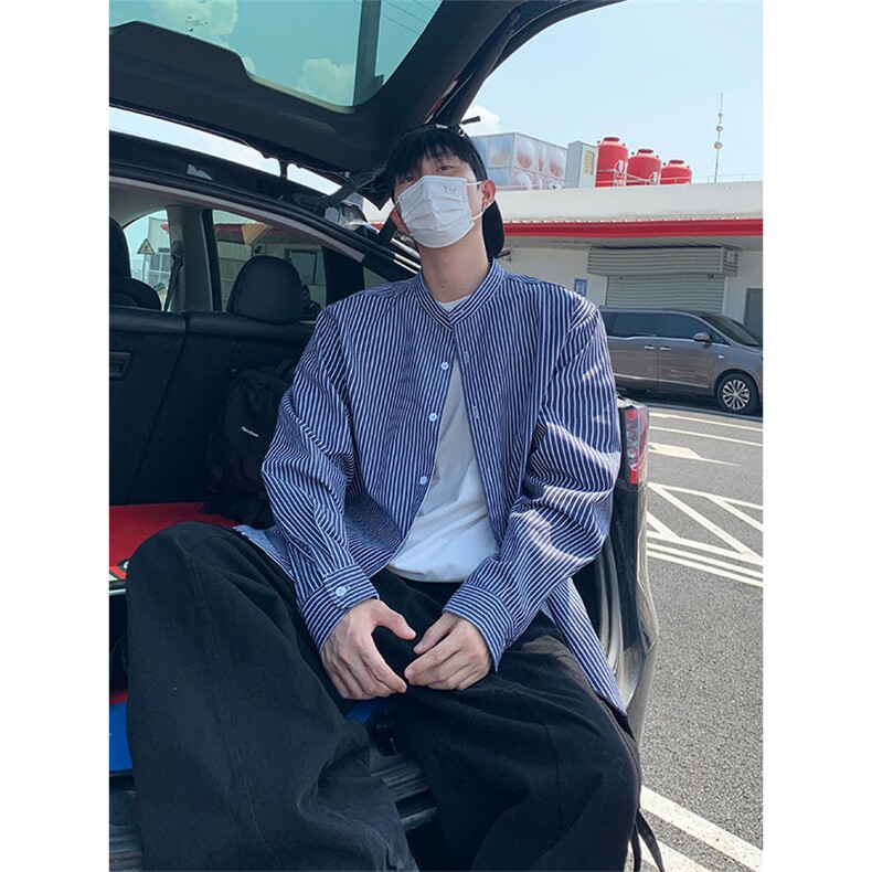 秋季新款设计感条纹衬衣男宽松休闲百搭高级感衬衫C2270-特价P45,男装衬衫,电商A007