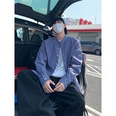 秋季新款设计感条纹衬衣男宽松休闲百搭高级感衬衫C2270-特价P45，男装衬衫，电商A007