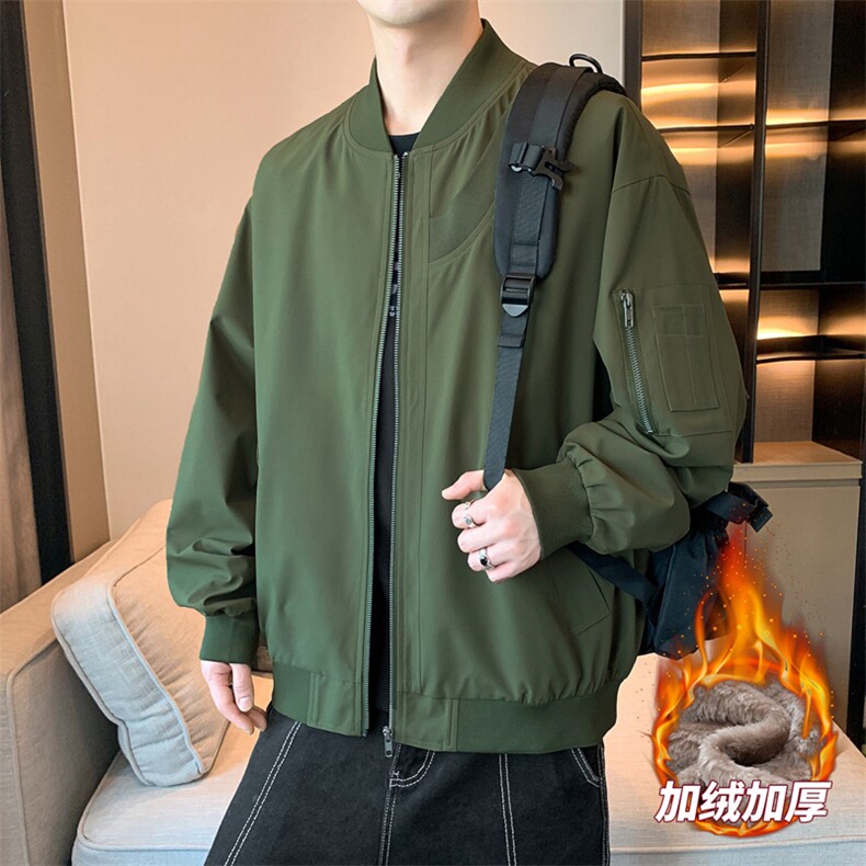 加绒加厚棒球服飞行员夹克宽松休闲工装外套JK88-P78加绒P88,男装夹克,星座308B-2