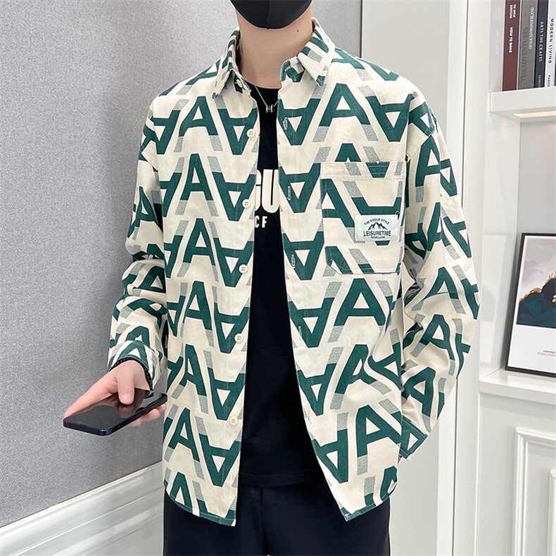 1506/QC30160/P36灯芯绒衬衫男士套装春秋季穿搭配休闲三件套图片