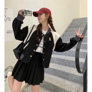 小众撞色拼接黑色棒球服82378-P140-K188图片