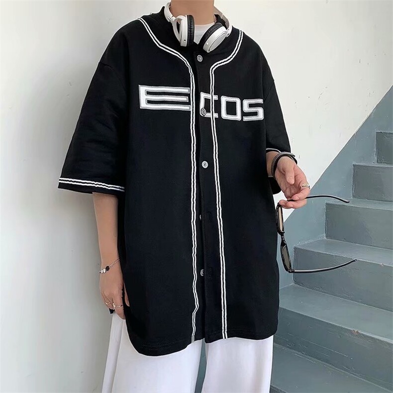 棒球服外套男宽松ins欧美嘻哈短袖夏季运动半袖T恤W794-P38,男装衬衫,星座512-2