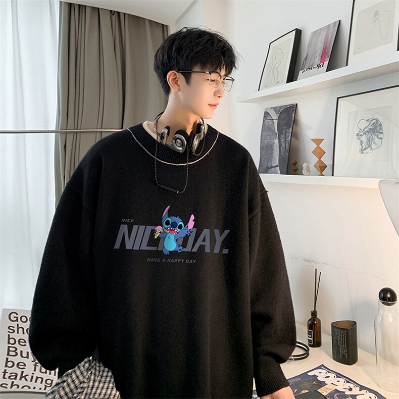 控78假两件毛衣男大码加绒针织衫男毛线衣M80173-P55加绒P70,男装针织衫/毛衣,电商A040