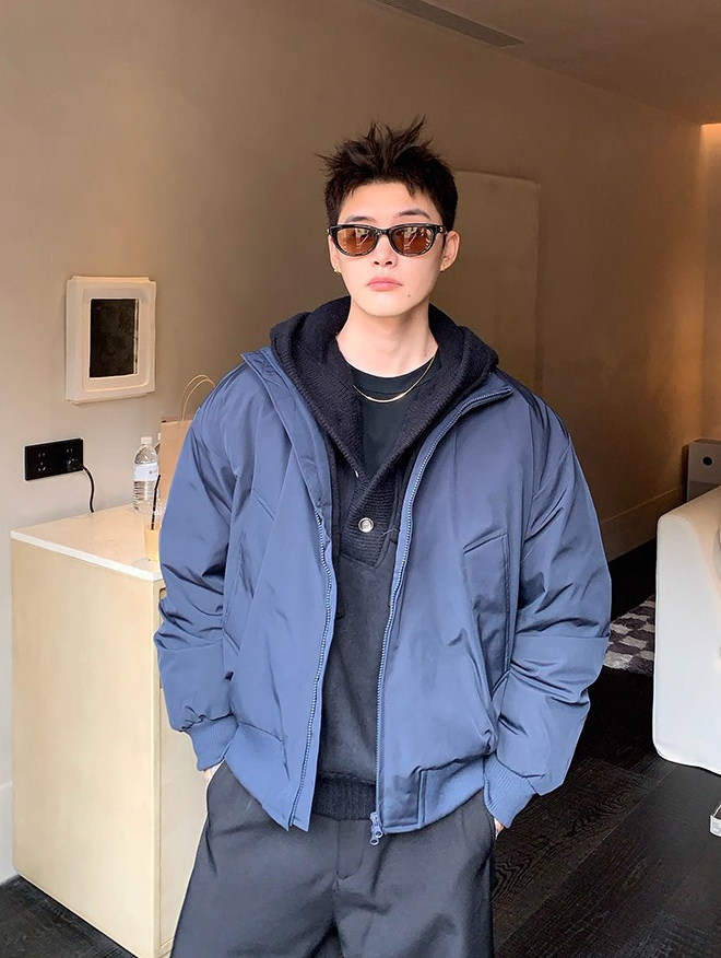 现货26春装美拉德立领飞行夹克纯色复古廓形高街棒球服外套,男装夹克,电商A486-1