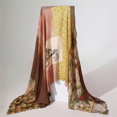 2025年秋季新款百搭女士拼色长方形流苏披肩，披肩，绒上羊绒