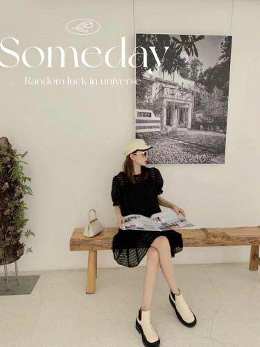 牛百叶两件套连衣裙，女装连衣裙，欧妮卡蒂蔓