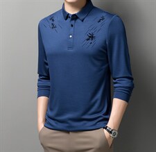 时尚潮流长袖T恤男上衣2023秋季中年男士休闲POLO衫ZL01587-P70，男装T恤，电商B212（原钱塘6029）
