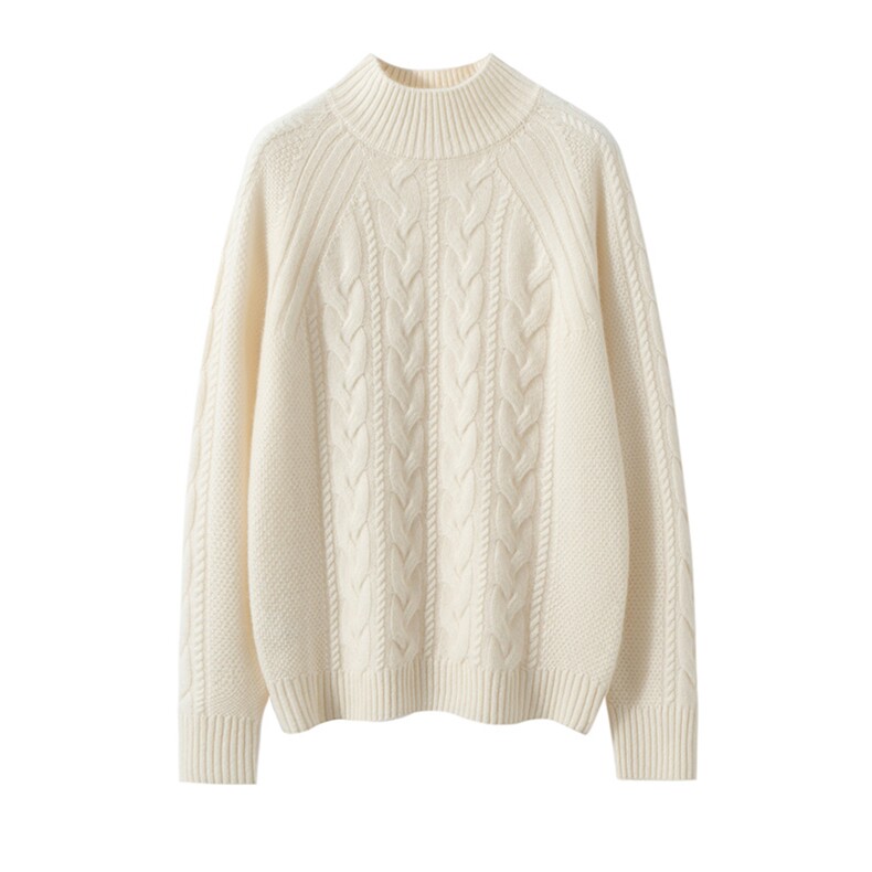 2025春秋新款羊绒衫女100纯山羊绒长袖纯色针织衫宽松百搭厚毛衣，女装针织衫/毛衣，艾森羊绒