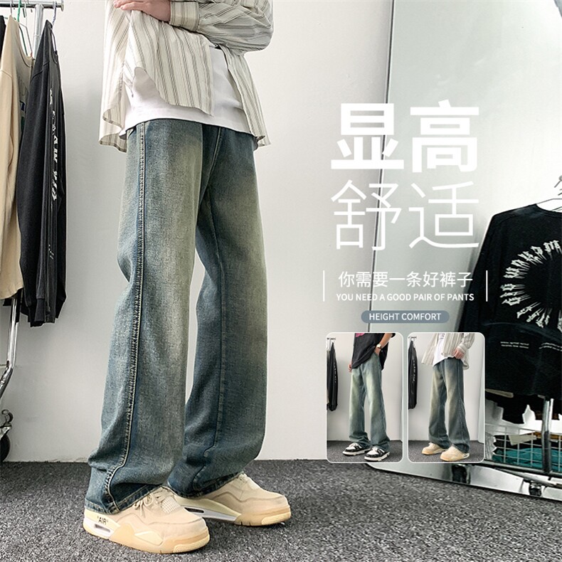 美式高街微喇牛仔裤港风水洗牛仔裤喇叭裤XZ302B-1-K631P50图片