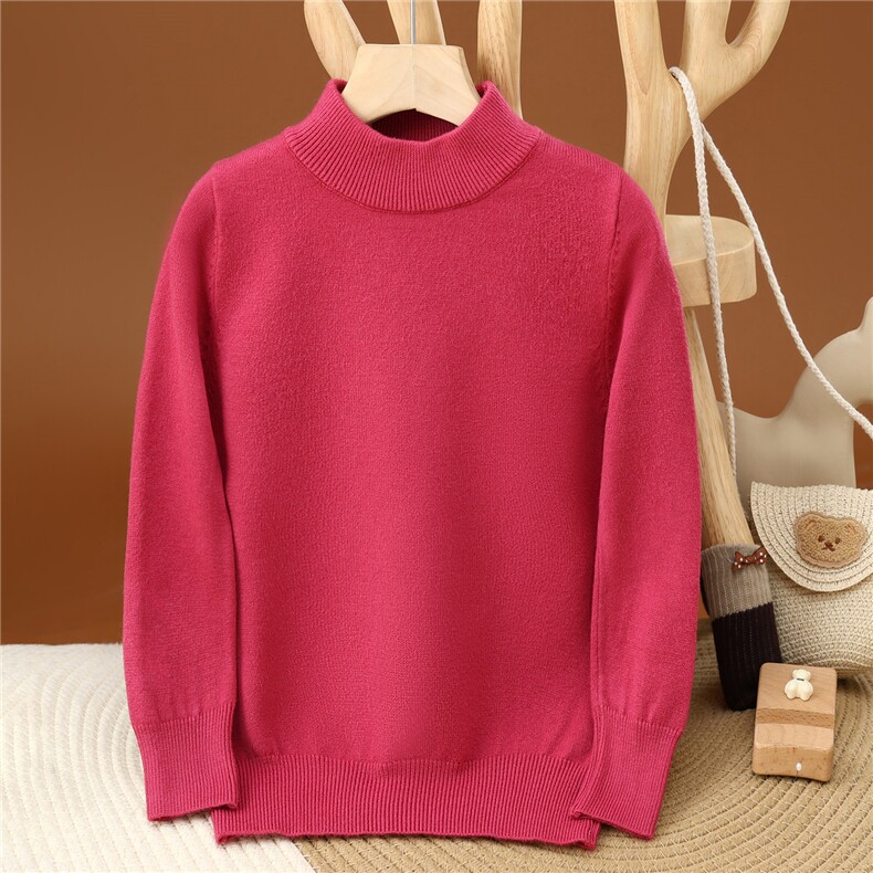 2025时尚百搭通勤简约休闲半高儿童针织衫，童装卫衣/绒衫，羿纯羊绒