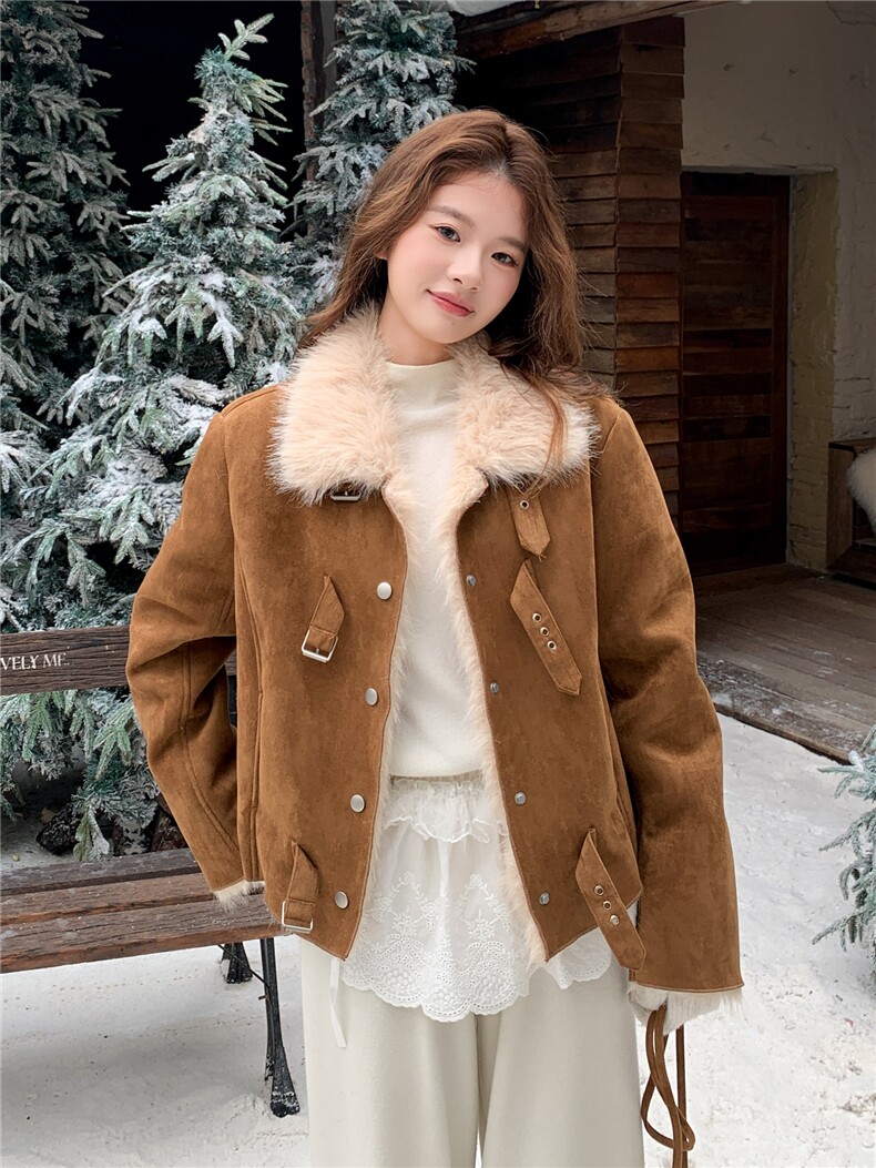 【现货】新款数据好皮毛一体外套P195-K288，女装短外套，浙宝128A