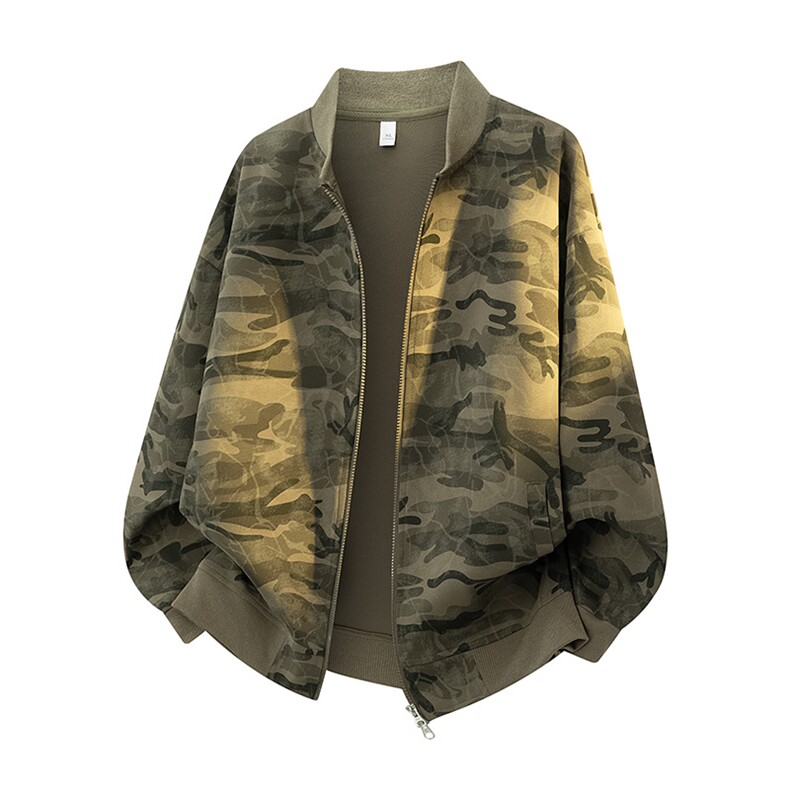 311B-1-9168-P55控89春季迷彩卫衣外套复古流棒球服开衫夹克，男装夹克，星座311B-1