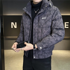 9519-M-4XL-P215标50绒男士休闲连帽不可拆刺绣羽绒服外套图片