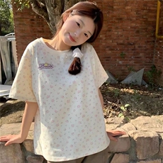 H0503-p30甜美碎花短袖发泡印花t恤女夏，女装T恤，星座617A-2