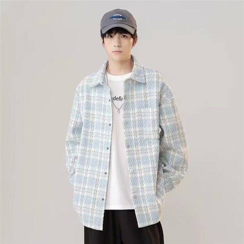 455-P44小香风格子外套男春秋高级感痞帅男装oversize潮牌,女装短外套,电商B323A
