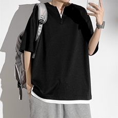 男士短袖港风白墙体恤夏季休闲百搭纯色V领T恤男上衣TC3134-P30，男装T恤，星座717