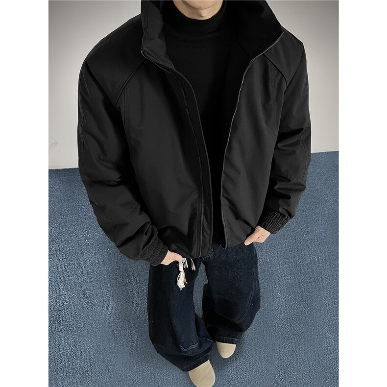 现货双拉链三防立领棉服男女美式高街飞行夹克宽松加厚棉衣冬，男装夹克，电商A486