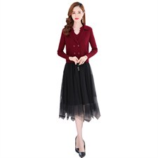 2021秋季新款时尚气质有女人味的两件套毛衣连衣裙，女装连衣裙，金典明美