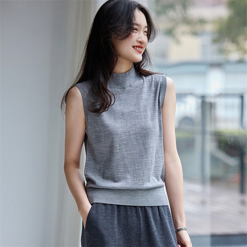 2025夏秋新款羊绒衫男100纯山羊绒精纺半高领无袖针织背心打底衫，女装背心吊带，绒歆坊