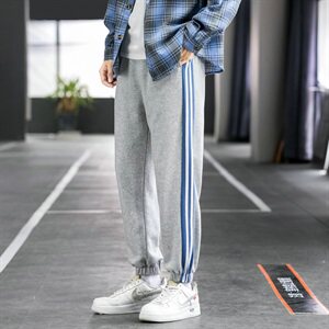2021春秋季新款宽松休闲裤男韩版九分裤条纹裤子小脚裤DS881T图片