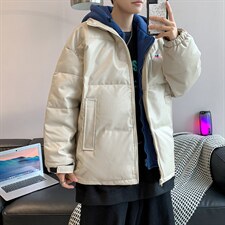 假两件衣男冬季加厚宽松潮流PU皮外套港风连帽服W1906-P85，男装棉衣，星座512-4