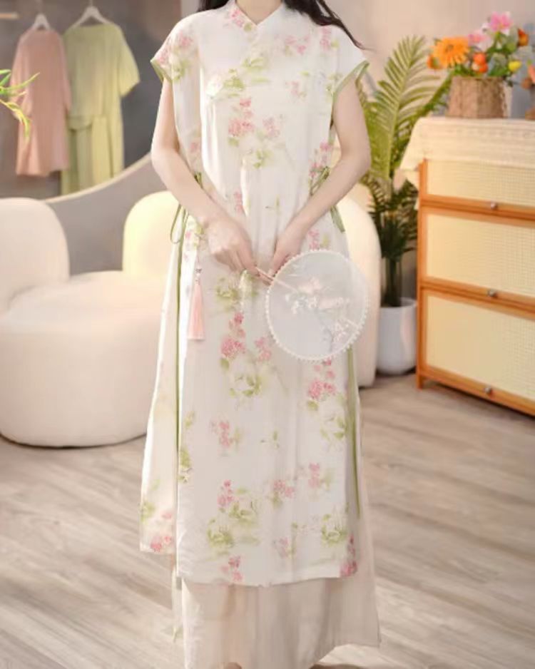 2025简约中式缎面吊绳旗袍,女装连衣裙,湘姗