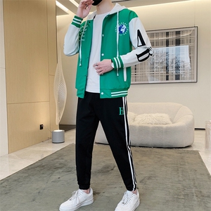新款秋冬季卫衣棒球服连帽夹克男装青少年运动休闲套装DF316P70