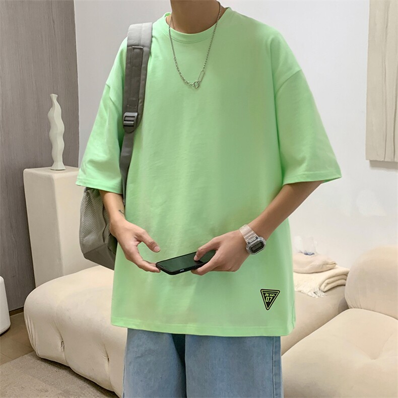 港风夏季大码休闲潮流纯色16色売松短袖T恤T3331图片