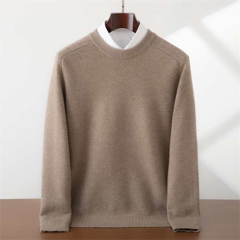 2025年秋季长袖青春流行双股马鞍肩圆领，男装羊绒套衫，蜜暖羊