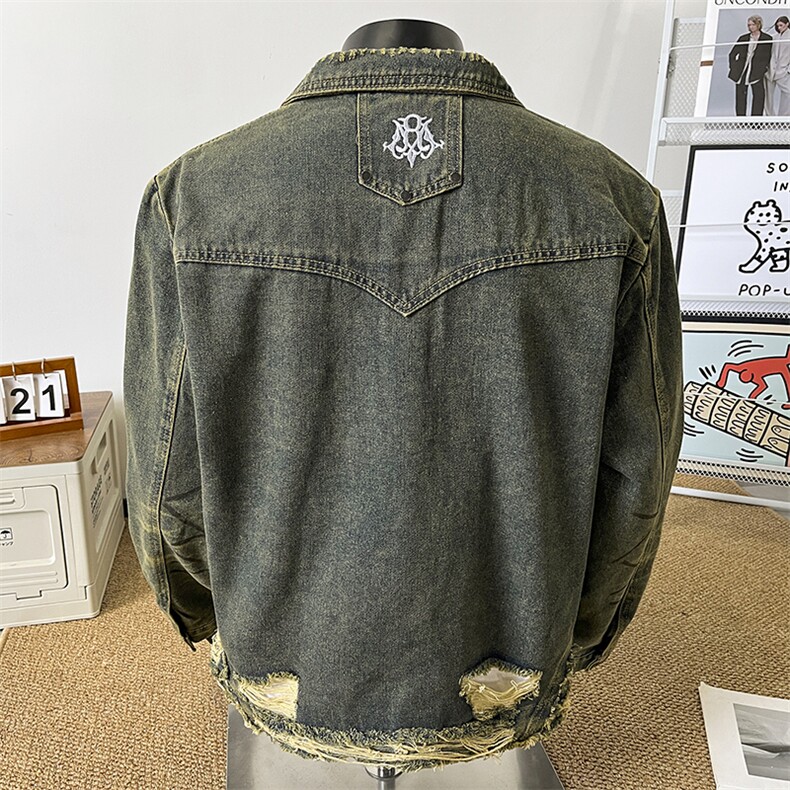 美式高街牛仔外套vintage流苏夹克男复古垫肩宽松上衣JK8940-P80,男装工装外套,星座308B-2