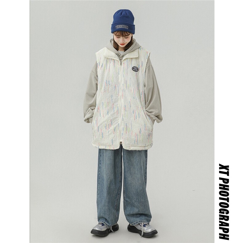 秋冬双面穿马甲加厚棉衣羊羔绒外套港风夹克1016-1MJ020P75K98,男装背心/马甲,星座1016-1（原电商B408-1）