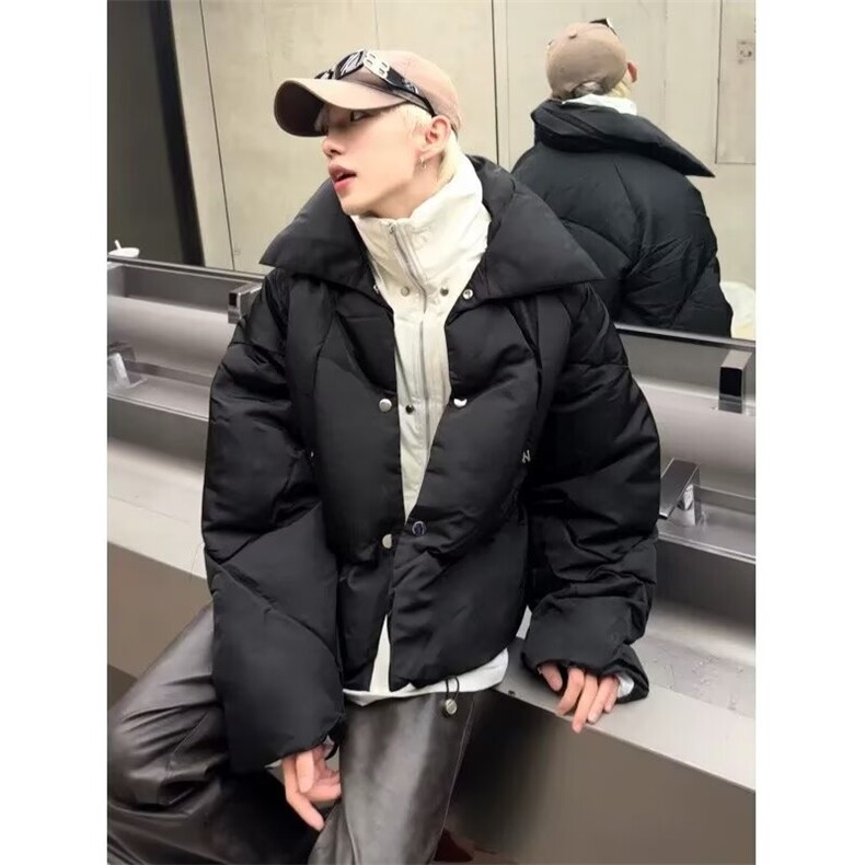 冬季2025年新款小个子短款假两件加厚棉衣休闲大码保暖外套，男装棉衣，星座506A