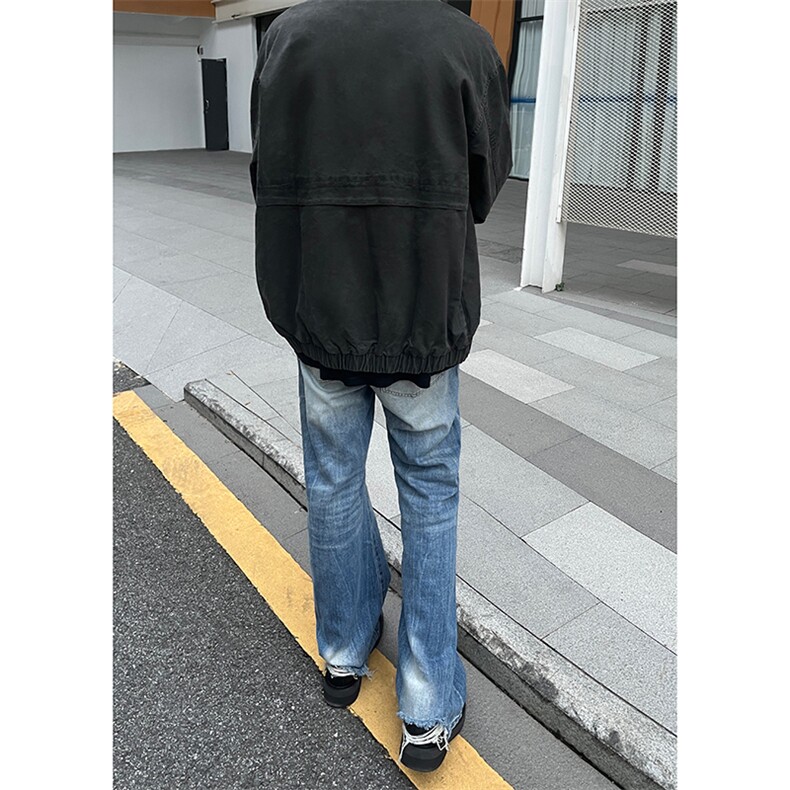 B221美式ins高街暗黑小众个性宽松直筒牛仔裤LK23140-P65控88,男装牛仔裤,电商B221