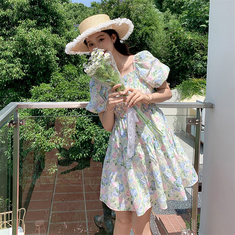 夏季新款碎花短款连衣裙B190-82373-P100-K148,女装连衣裙,一九零
