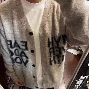 秋冬高级字母慵懒风软糯毛衣开衫女复古针织外套男 MY27图片