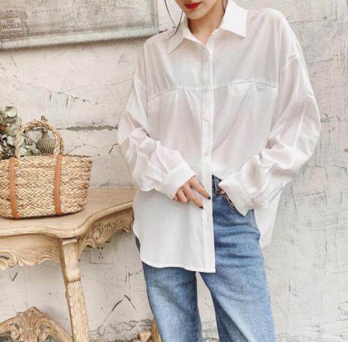 【现货】2021春装新款简约休闲廓形感女衬衫，女装衬衫，法贝萱